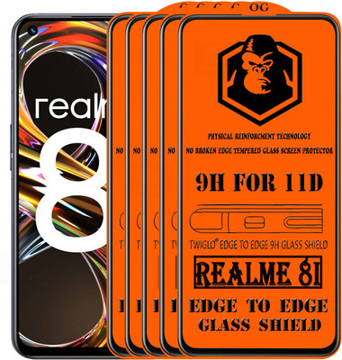 TWIGLO Edge To Edge Tempered Glass for REALME 8I(Pack of 5)