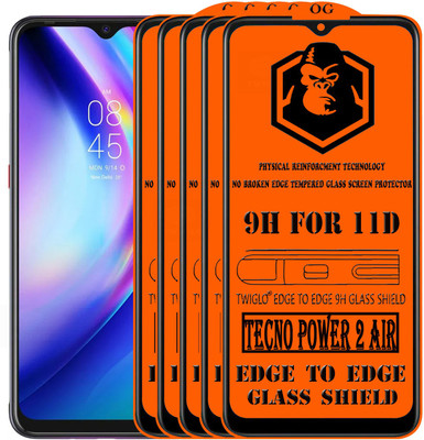 TWIGLO Edge To Edge Tempered Glass for TECNO POWER 2 AIR(Pack of 5)