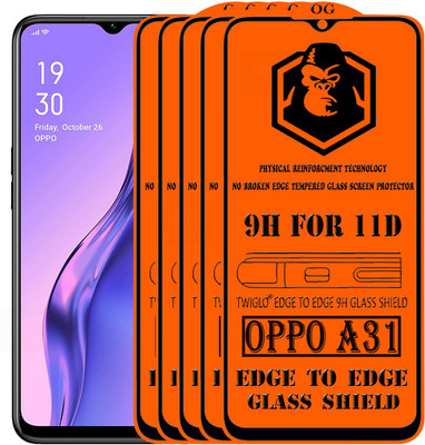 TWIGLO Edge To Edge Tempered Glass for OPPO A31(Pack of 5)