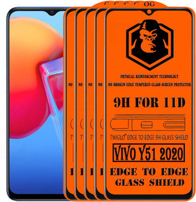 TWIGLO Edge To Edge Tempered Glass for VIVO Y51 2020(Pack of 5)