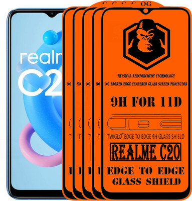 TWIGLO Edge To Edge Tempered Glass for REALME C20(Pack of 5)