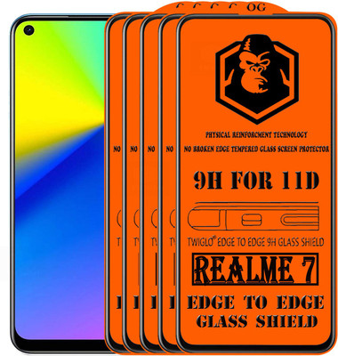 TWIGLO Edge To Edge Tempered Glass for REALME 7(Pack of 5)