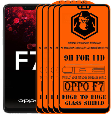 TWIGLO Edge To Edge Tempered Glass for OPPO F7(Pack of 5)