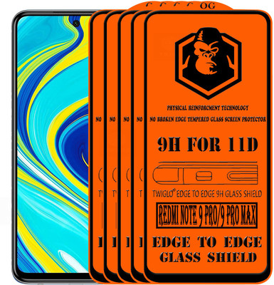 TWIGLO Edge To Edge Tempered Glass for REDMI NOTE 9 PRO(Pack of 5)