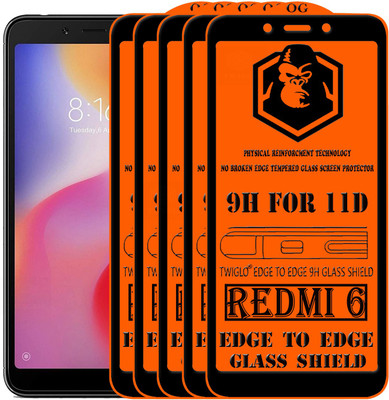 TWIGLO Edge To Edge Tempered Glass for Mi Redmi 6(Pack of 5)