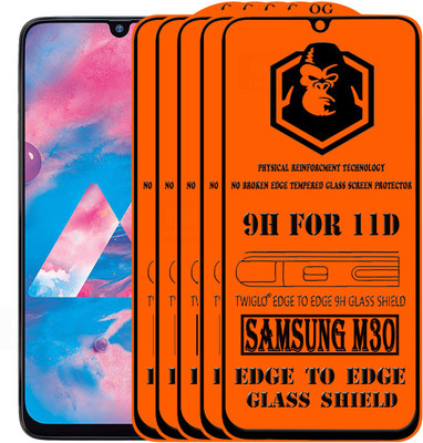 TWIGLO Edge To Edge Tempered Glass for SAMSUNG Galaxy M30(Pack of 5)