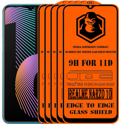 TWIGLO Edge To Edge Tempered Glass for REALME NARZO 10(Pack of 5)