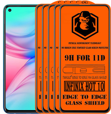 TWIGLO Edge To Edge Tempered Glass for INFINIX HOT 10(Pack of 5)
