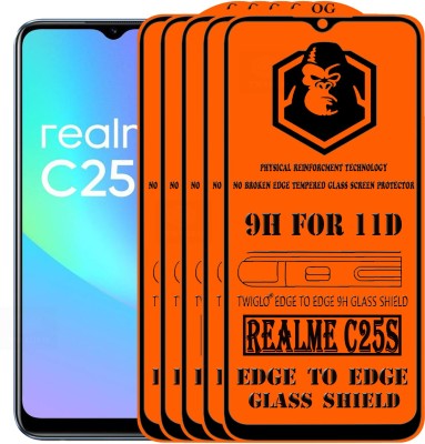 TWIGLO Edge To Edge Tempered Glass for REALME C25S(Pack of 5)