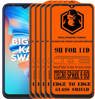 TWIGLO Edge To Edge Tempered Glass for TECNO SPARK 6 GO(Pack of 5)