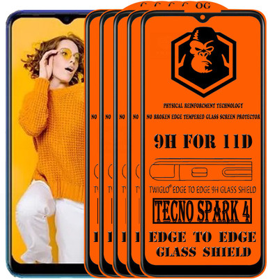 TWIGLO Edge To Edge Tempered Glass for TECNO SPARK 4(Pack of 5)