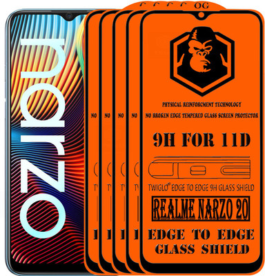 TWIGLO Edge To Edge Tempered Glass for REALME NARZO 20(Pack of 5)
