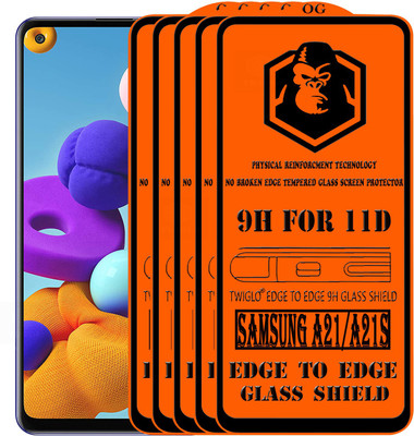 TWIGLO Edge To Edge Tempered Glass for SAMSUNG A21S(Pack of 5)