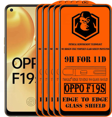 TWIGLO Edge To Edge Tempered Glass for OPPO F19S(Pack of 5)