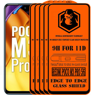 TWIGLO Edge To Edge Tempered Glass for REDMI POCO M3 PRO 5G(Pack of 5)