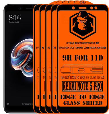 TWIGLO Edge To Edge Tempered Glass for Mi Redmi Note 5 Pro(Pack of 5)
