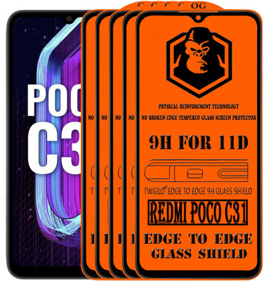 TWIGLO Edge To Edge Tempered Glass for REDMI POCO C31(Pack of 5)