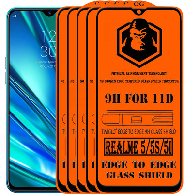 TWIGLO Edge To Edge Tempered Glass for REALME 5S(Pack of 5)