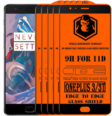 TWIGLO Edge To Edge Tempered Glass for OnePlus 3T(Pack of 5)