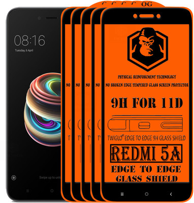 TWIGLO Edge To Edge Tempered Glass for Mi Redmi 5A(Pack of 5)