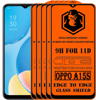 TWIGLO Edge To Edge Tempered Glass for OPPO A15S(Pack of 5)