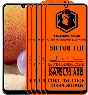 TWIGLO Edge To Edge Tempered Glass for SAMSUNG Galaxy A32(Pack of 5)
