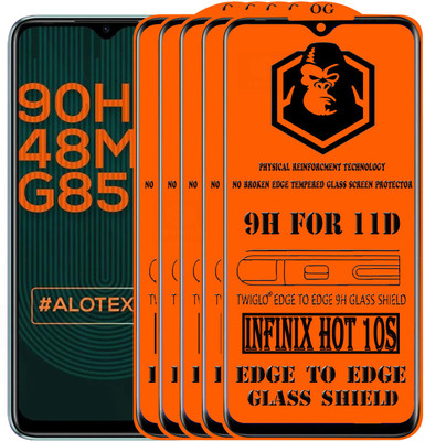 TWIGLO Edge To Edge Tempered Glass for INFINIX HOT 10S(Pack of 5)