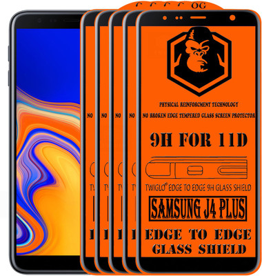 TWIGLO Edge To Edge Tempered Glass for SAMSUNG J4 PLUS(Pack of 5)