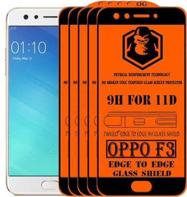 TWIGLO Edge To Edge Tempered Glass for Oppo F3(Pack of 5)