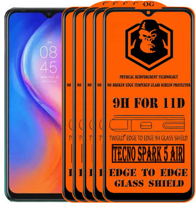 TWIGLO Edge To Edge Tempered Glass for TECNO SPARK 5 AIR(Pack of 5)