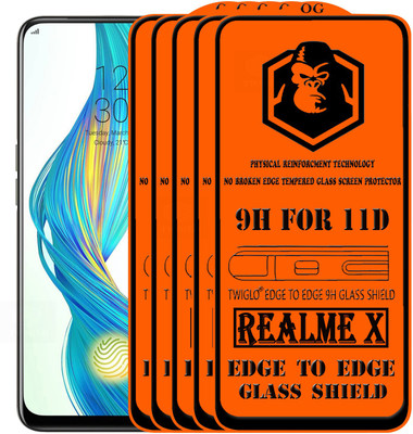 TWIGLO Edge To Edge Tempered Glass for Realme X(Pack of 5)