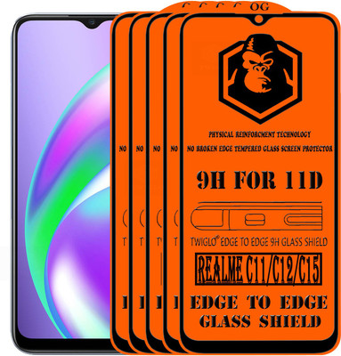 TWIGLO Edge To Edge Tempered Glass for REALME C11(Pack of 5)