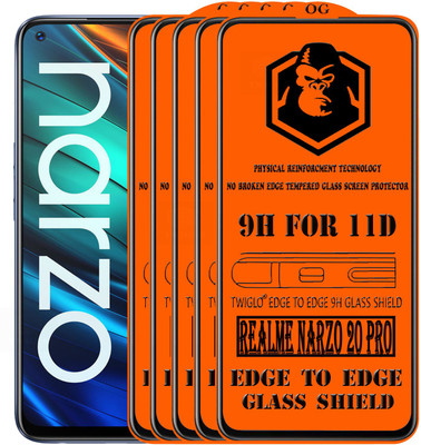 TWIGLO Edge To Edge Tempered Glass for REALME NARZO 20 PRO(Pack of 5)