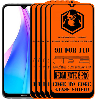 TWIGLO Edge To Edge Tempered Glass for REDMI NOTE 8 PRO(Pack of 5)