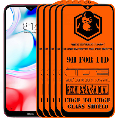 TWIGLO Edge To Edge Tempered Glass for REDMI 8A DUAL(Pack of 5)