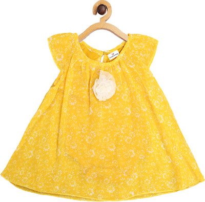 CREATIVE KID'S Baby Girls Midi/Knee Length Casual Dress(Yellow, Sleeveless)