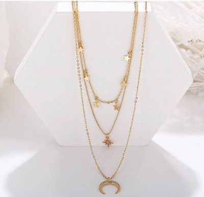Vembley Vembley Women Fashion Light Weight Layered Necklace For Women and Girls Gold-plated Plated Alloy Chain