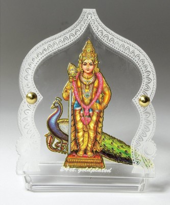 Eknoor Goldplated- Lord Swami Kartikeya Ji with Peacock God Idol Decorative Showpiece  -  10 cm(Gold Plated, Multicolor)