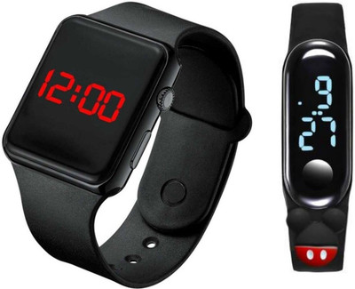 V&Y Digital Led Band Watch(Black Strap, Size : Free Size)