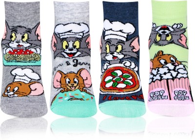 BONJOUR Tom & Jerry Cartoon/Character Ankle Length Socks for Kids Girls Printed Ankle Length(Pack of 4)