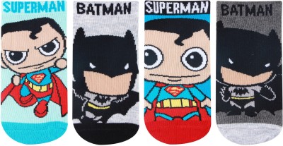 BONJOUR Superman Batman Superhero Character Full Length Socks Baby/ Infant / New Born Baby Boys & Baby Girls Printed Mid-Calf/Crew(Pack of 4)