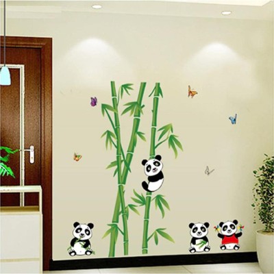 Indian Royals 118 cm Panda Eat Bamboo Design Wallsticker (60 CM X 90 CM) Self Adhesive Sticker(Pack of 1)