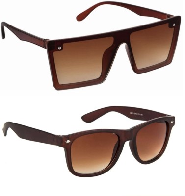 PC STAR Shield, Wayfarer Sunglasses(For Men & Women, Brown, Brown)