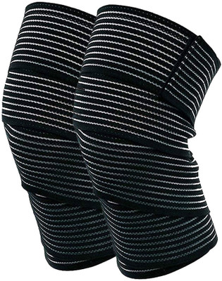 TIMA Elastic Knee Compression Bandage Wraps Support Knee Support (Pair) (Black) Knee Support(Black)