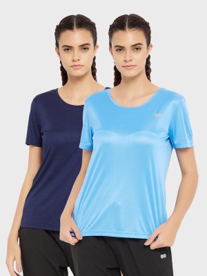 Clovia Solid Women Round Neck Blue T-Shirt