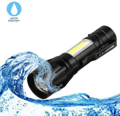 MHAX Sun 200M Zoomable Rechargeable 4 Mode Torch(Black, 9 cm, Rechargeable)