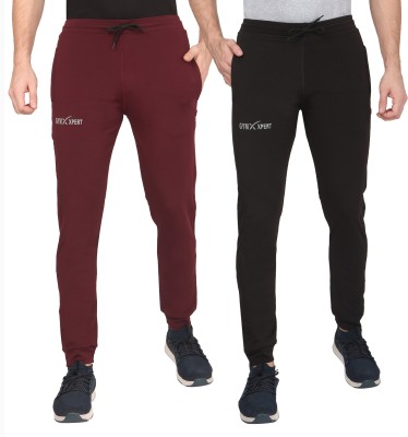 GYM EXPERT Solid Men Black, Maroon Track Pants