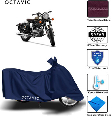 AUTOCAD Waterproof Two Wheeler Cover for Royal Enfield(Classic Chrome, Blue)