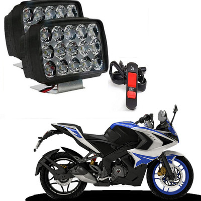 BR TrendZ DC Power Waterproof 15 LED Fog Head Lamp, (Pack of 2, Free On/Off Switch)-020 Fog Lamp Motorbike LED for Bajaj (12 V, 15 W)(Pulsar 220 DTS-i, Pack of 3)