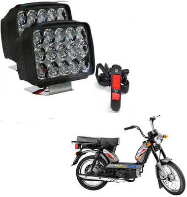 RWT DC Power Waterproof 15 LED Fog Head Lamp, (Pack of 2, Free On/Off Switch)-188 Fog Lamp Motorbike LED for TVS (12 V, 15 W)(Universal For Bike, Pack of 2)